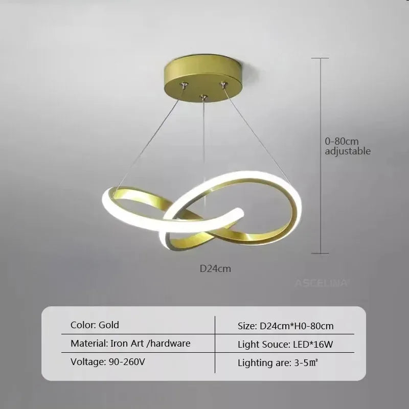 DARHYN Modern LED Pendant Light Creative Hanging Light Irregular Streamlined Design Suitable For Indoor Lighting In Restaurants - GlowMart