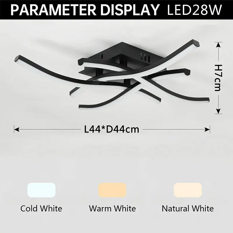 Ceiling Lamp Modern Living Room Lamp For Dining Room Bedroom Balcony LED Ceiling Light 28W Curved Design Panel lights For Home