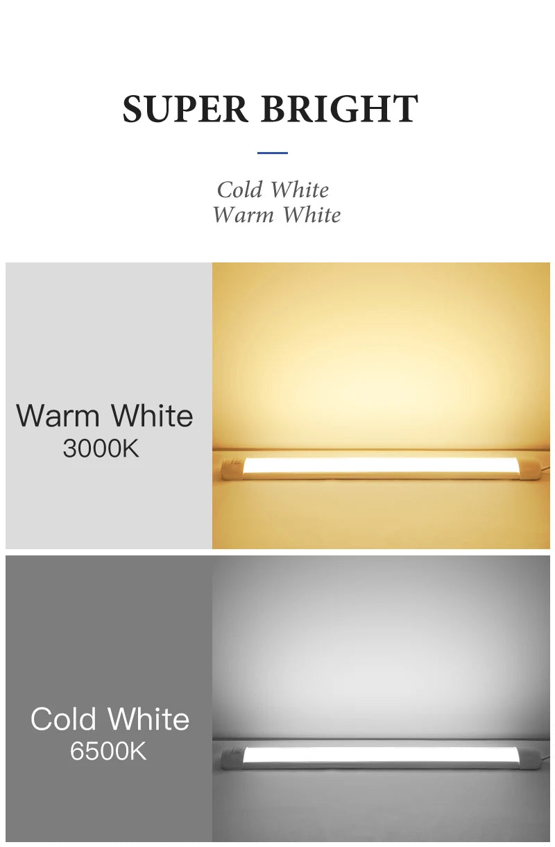 LED Light Tube Direct Plug-in Light Tube 110V 220V LED Lamp Tube Desk Work Study Shop Garage Warehouse Kitchen Cabinet Lighting - GlowMart