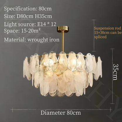 Luxurious Light Luxury Living Room Chandelier French Retro Bedroom Lighting Simple And Creative Cloud Glass Restaurant Lighting