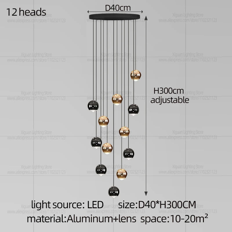 Modern Home decor Led Lights Pendant Light Lamps Chandeliers For Living Room Hanging Light Indoor Lighting LED Stair Chandelier - GlowMart