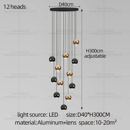 Modern Home decor Led Lights Pendant Light Lamps Chandeliers For Living Room Hanging Light Indoor Lighting LED Stair Chandelier - GlowMart