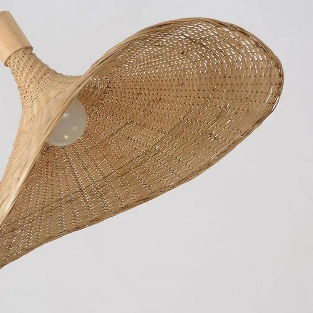 Pendant Light Rattan Hanging Lights Cord Bamboo Hanging Lamp Dimmable Basket Lamp Shade,Hemp Rope Plug in Ceiling Light Fixture - GlowMart