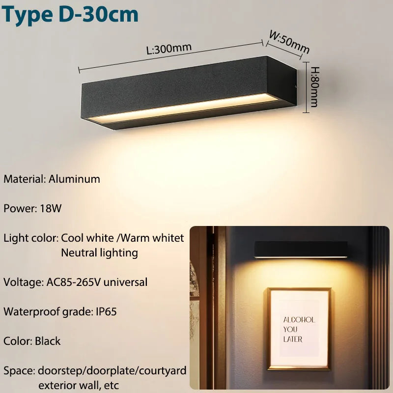 LED Outdoor Porch Wall Sconces Aluminum Exterior Wall Light Fixtures IP65 Waterproof Lamp for House Patio Doorway Garage Decorat - GlowMart