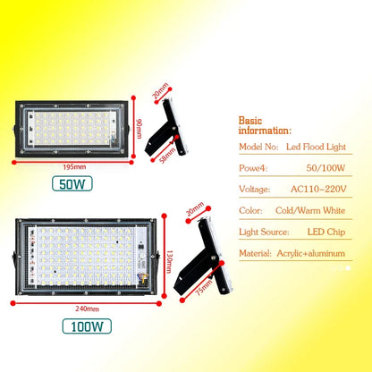 50W 100W Led Flood Light IP65 Waterproof AC 110V 220V Outdoor Floodlight Spotlight LED Reflector Street Lamp Wall Flood Lights - GlowMart