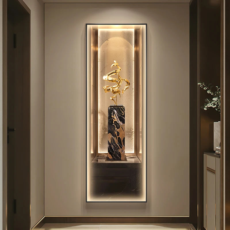 Modern Light Luxury Entrance Decoration Painting Wealth Wall Lamps Tree Corridor Hanging Painting High-end Wall Painting Light - GlowMart