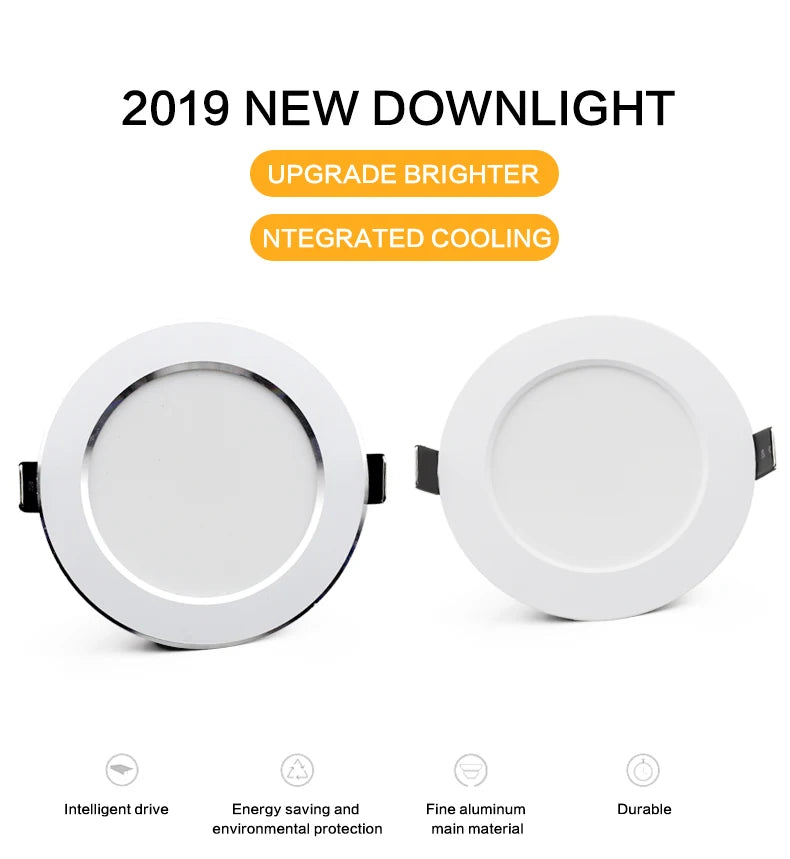 LED Downlight 7W 9W 12W 15W 18W AC 220V Spotlight Recessed Ceiling Lamp Spot Lights For Home Bedroom Kitchen Indoor Lighting LED - GlowMart