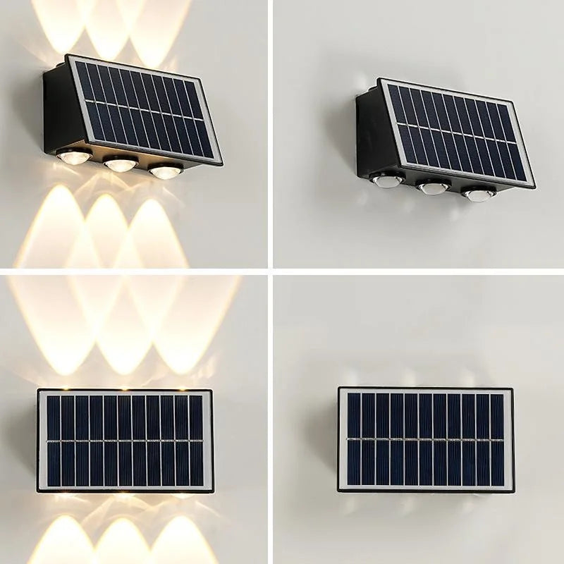 4/6/8LED Solar Wall Spotlight Outdoor Upper And Lower Lighting Solar Powered Waterproof Streetlight for Balcony Courtyard Garden - GlowMart