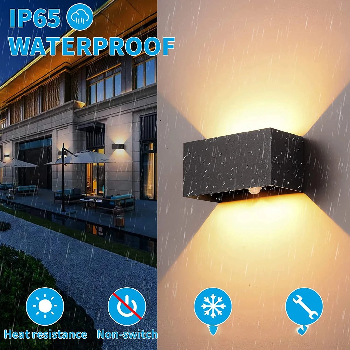 LED Outdoor Wall Lamps 24W LED Motion Sensor Black/White IP65 Waterproof Indoor Outdoor Lighting Adjustable Wall Light