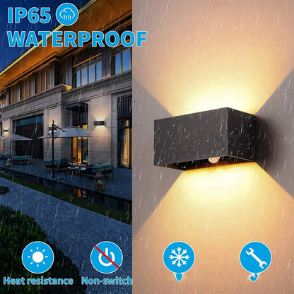 LED Outdoor Wall Lamps 24W LED Motion Sensor Black/White IP65 Waterproof Indoor Outdoor Lighting Adjustable Wall Light