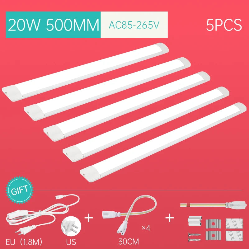 LED Tube Fixture Lamp Lighting Strip Home Highlight 220V LED Lights Bedroom Kitchen Cabinet Led Bulb Tube With Cable Light Tube - GlowMart