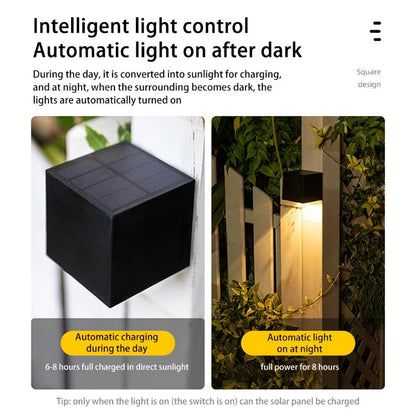 LED Solar Light Outdoor Garden Square Wall Lamp Outdoor Courtyard Garden Fence Lighting Wall Decoration Lamp - GlowMart