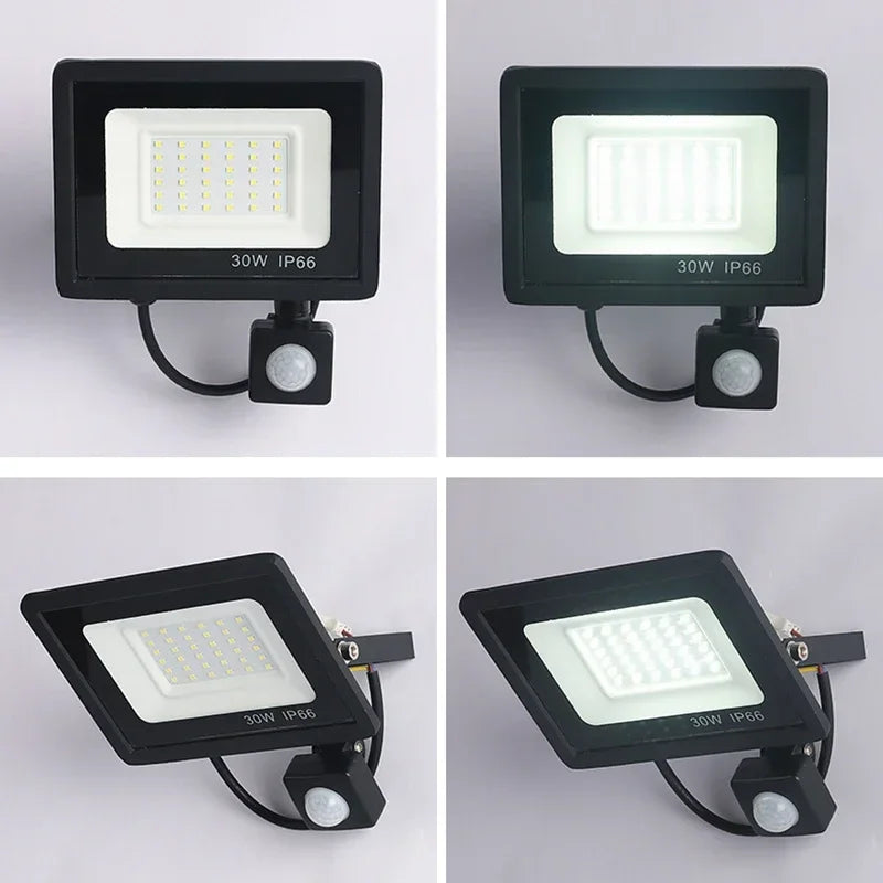 LED Floodlights 100W 50W 30W 20W 10W PIR Motion Sensor IP66 Waterproof LED 220V Hanging Exterior Outdoor Wall Lamp Spotlight - GlowMart