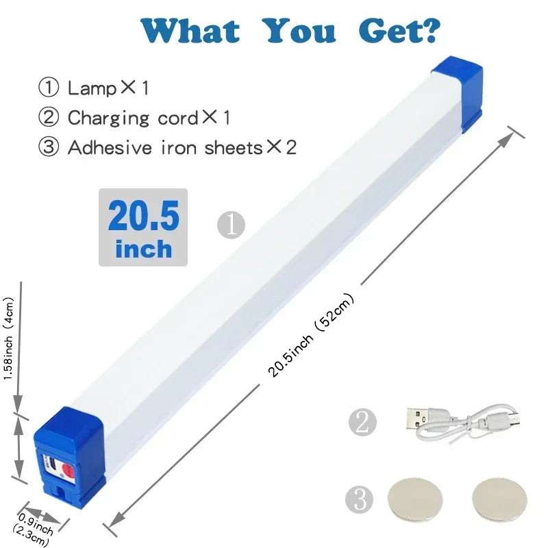 LED Rechargeable Lamp Tube USB 5V Emergency Light Camping Magnetic Portable Lightinging Night Market Outdoor Vehicle Hard Strip - GlowMart