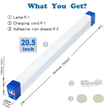 LED Rechargeable Lamp Tube USB 5V Emergency Light Camping Magnetic Portable Lightinging Night Market Outdoor Vehicle Hard Strip - GlowMart