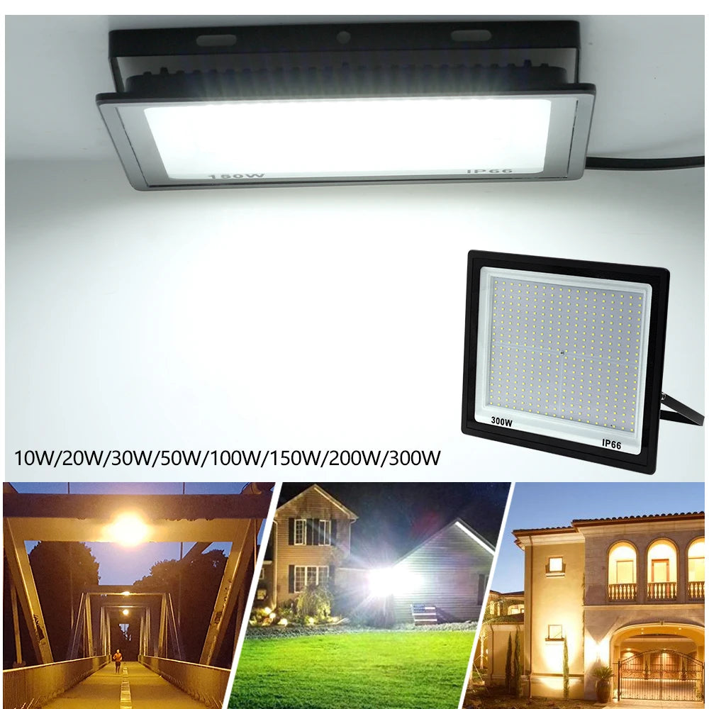 50W 100W 300W High Brightness LED Floodlight Aluminum Light Body Waterproof IP66 Outdoor Wall Lamp Courtyard Street Lighting - GlowMart