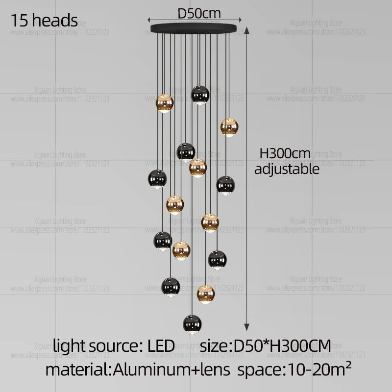 Modern Home decor Led Lights Pendant Light Lamps Chandeliers For Living Room Hanging Light Indoor Lighting LED Stair Chandelier - GlowMart