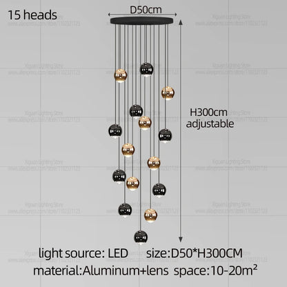 Modern Home decor Led Lights Pendant Light Lamps Chandeliers For Living Room Hanging Light Indoor Lighting LED Stair Chandelier - GlowMart