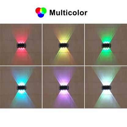 4/6/8LED Solar Wall Spotlight Outdoor Upper And Lower Lighting Solar Powered Waterproof Streetlight for Balcony Courtyard Garden - GlowMart
