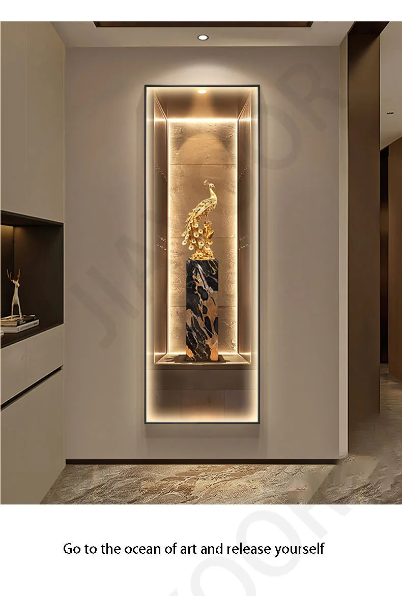 Modern Light Luxury Entrance Decoration Painting Wealth Wall Lamps Tree Corridor Hanging Painting High-end Wall Painting Light - GlowMart