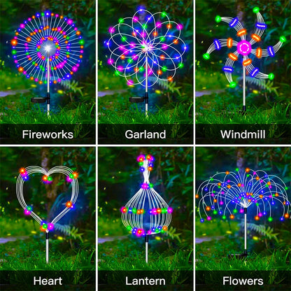 Solar Firework LED Stake Lights Outdoor Garden Decor Pathway Fairy Light Waterproof Yard Lawn Patio Landscape Decor Solar Lamp - GlowMart