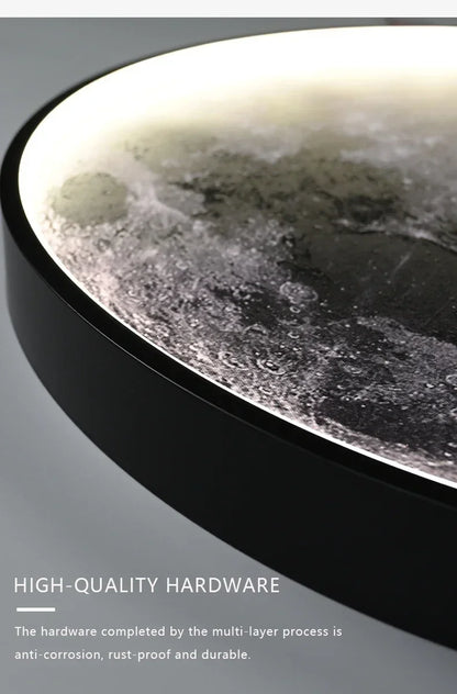 Light Luxury Modern Style Gray Moon Circular Porch Led Decoration Painting Luminous Light Painting Light Corridor End Mural - GlowMart