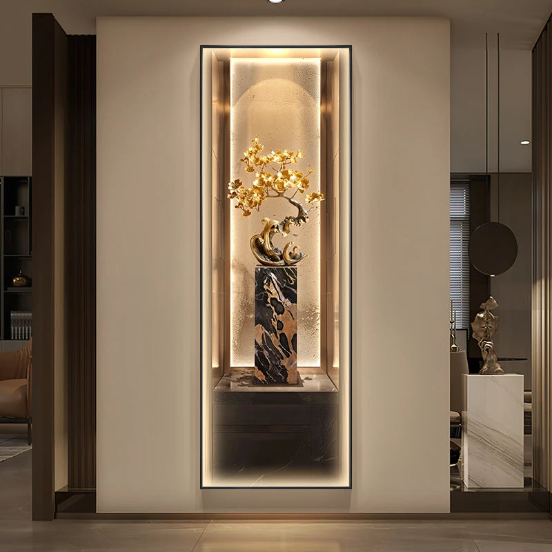 Modern Light Luxury Entrance Decoration Painting Wealth Wall Lamps Tree Corridor Hanging Painting High-end Wall Painting Light - GlowMart