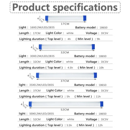 17/32/52CM LED Rechargeable Tube Camping Light Magnetic Suspension Portable Light Bulb Emergency Night Market Outdoor Lighting - GlowMart