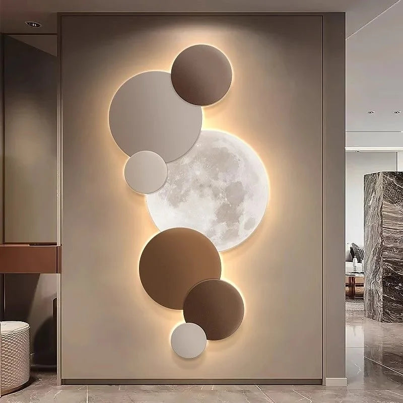 Porch decoration painting Wall lamp LED luminous light Corridor corridor hanging painting High grade wall painting Moon CX176DS - GlowMart