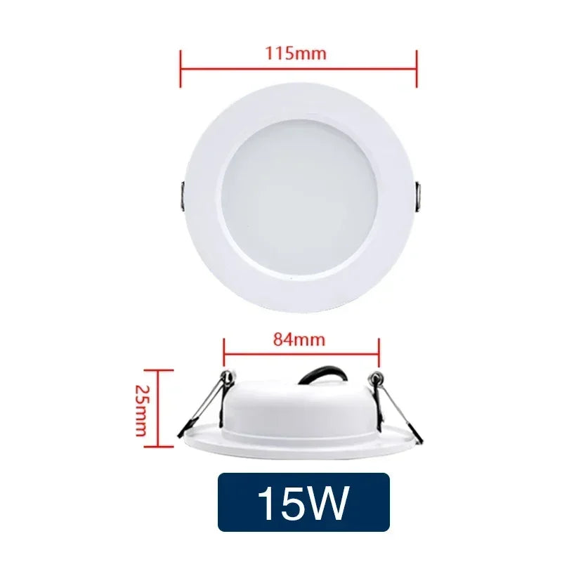LED Downlight 5W 9W 12W 15W Recessed Ceiling Lamp AC110V 220V DC12V 24V Led Panel Down Lights Spotlight for Living Room Lighting - GlowMart