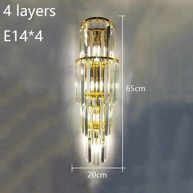 Luxury Hotel Lobby Large Big Crystal Wall Lamp for Club Hall Villa Living Room Office Banquet  Indoor Lighting Fixtures Decor - GlowMart