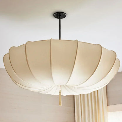 Artistic Fabric Pendant Light French Cream Style Bedroom Pendant Lamp Living Room Dining Room Decorative Lighting Fixtures - GlowMart