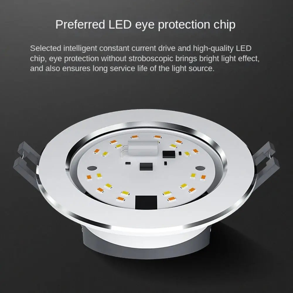 Durable Recessed LED Downlight Spot Light Energy Saving Down Lights Anti Glare Tricolor Dimmable Ceiling Spot Lights Living room - GlowMart