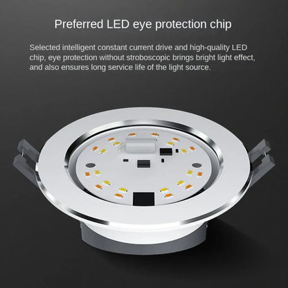 Durable Recessed LED Downlight Spot Light Energy Saving Down Lights Anti Glare Tricolor Dimmable Ceiling Spot Lights Living room - GlowMart