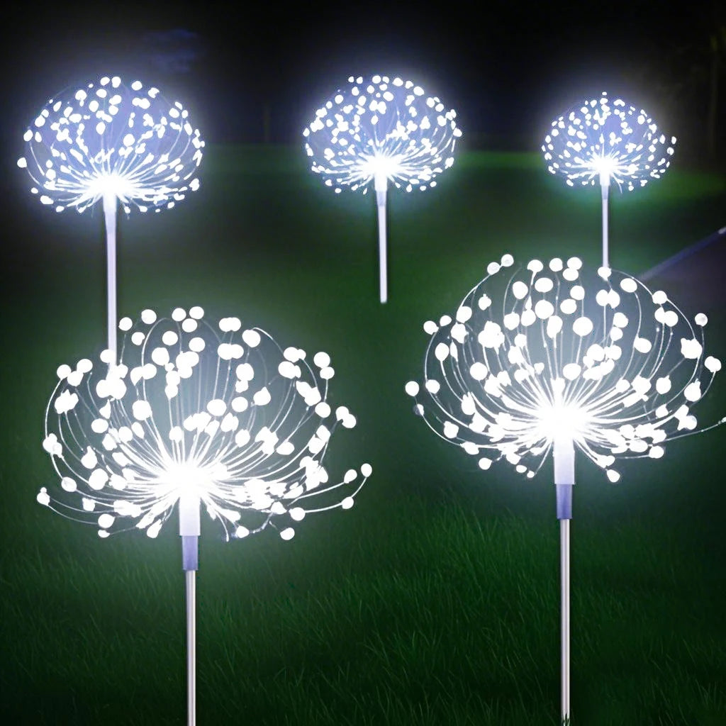Outdoor LED Solar Pathway Lights Waterproof Garden Decor Fireworks Dandelion Lawn Lamp For Patio Balcony Walkway Yard - GlowMart