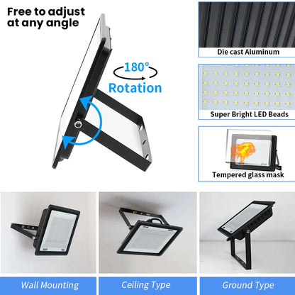 High Brightness LED Floodlight 10W 20W 30W 50W 100W 150W 200W 300W AC220V Cold White Flood Light For Garden Street Outdoor Light - GlowMart