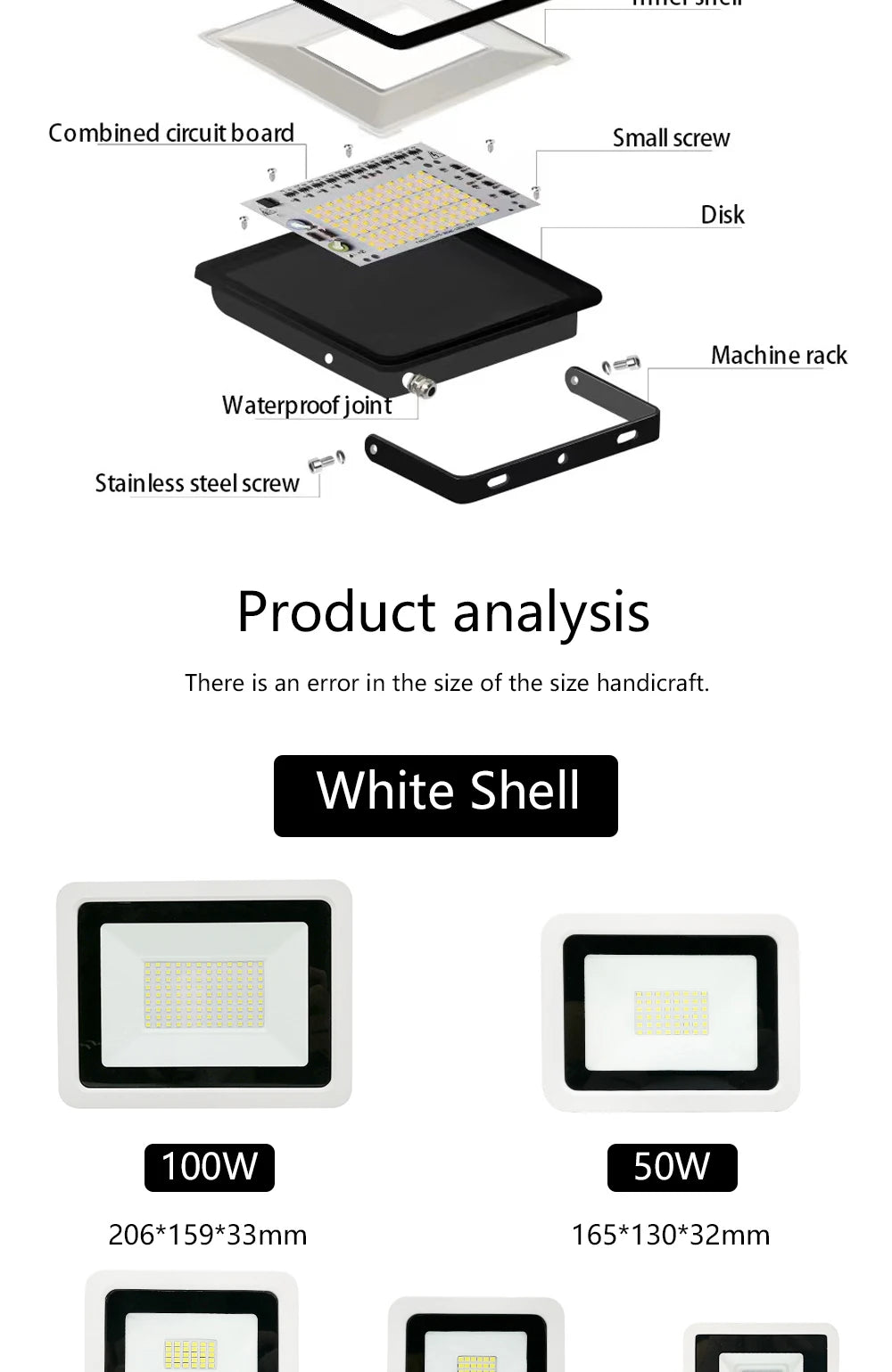 LED Flood Light AC220V 10W 20W 30W 50W 100W IP68 Waterproof Outdoor Garden Projector Lighting Refletor Spotlight Wall Floodlight - GlowMart