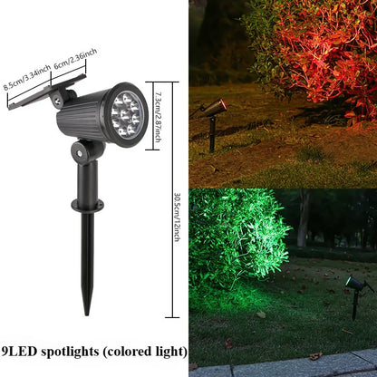 9 Led Solar Spot Lights Outdoor Rgb Solar Landscape Lights Ip65 Waterproof Brightness Adjustable For Garden Yard Palm Trees - GlowMart