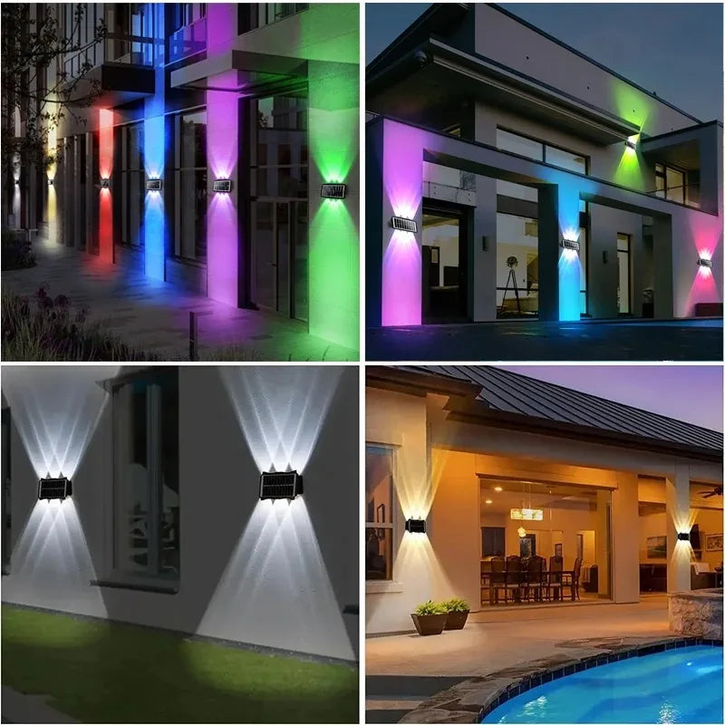 4/6/8LED Solar Wall Spotlight Outdoor Upper And Lower Lighting Solar Powered Waterproof Streetlight for Balcony Courtyard Garden - GlowMart