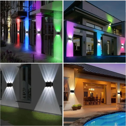 4/6/8LED Solar Wall Spotlight Outdoor Upper And Lower Lighting Solar Powered Waterproof Streetlight for Balcony Courtyard Garden - GlowMart