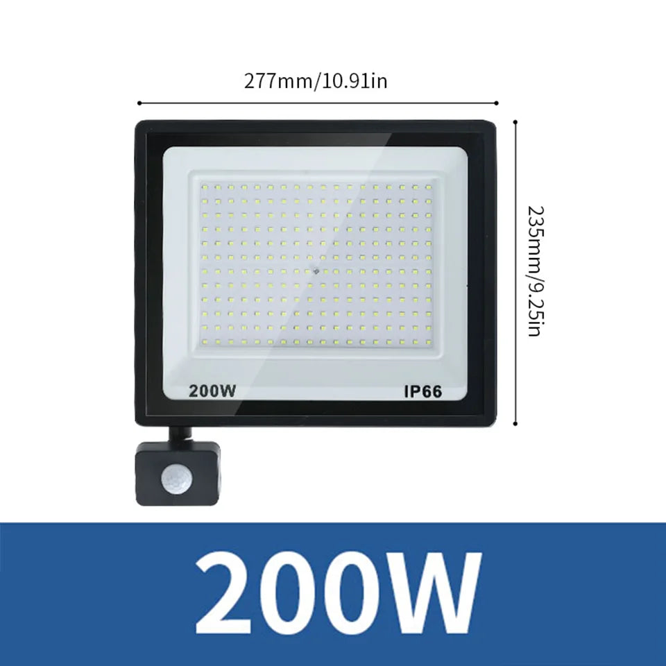 LED Flood Light PIR Motion Sensor 10W 20W 30W 50W 100W 150W 200W 300W AC220V IP66 Waterproof Spotlight Street Floodlight Outdoor - GlowMart