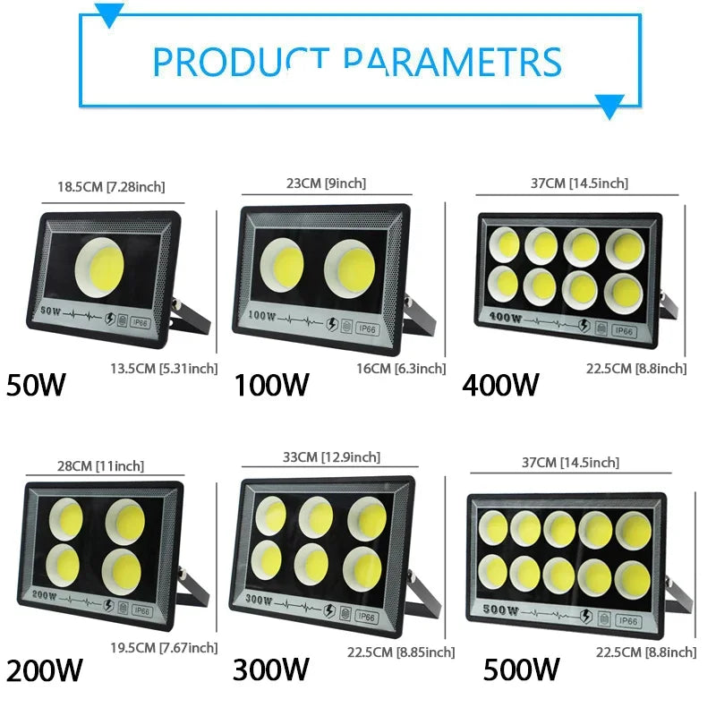NEW 50/100W/200W/300W/400W/500W LED Floodlights Spotlight IP65 Waterproof Lamps Led Outdoor Flood Light Garden Street Lamps HOT - GlowMart