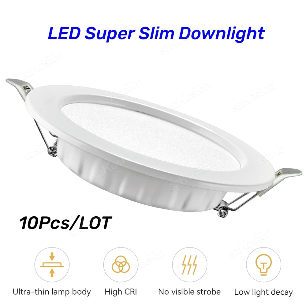10pcs/Lot LED Downlight 5W 7W 9W 12W 20W 220V Recessed Ceiling Lamp  Round LED Panel Down Lights Spotlight Lighting - GlowMart