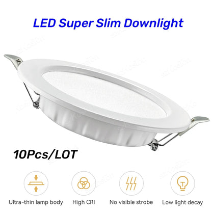 10pcs/Lot LED Downlight 5W 7W 9W 12W 20W 220V Recessed Ceiling Lamp  Round LED Panel Down Lights Spotlight Lighting - GlowMart