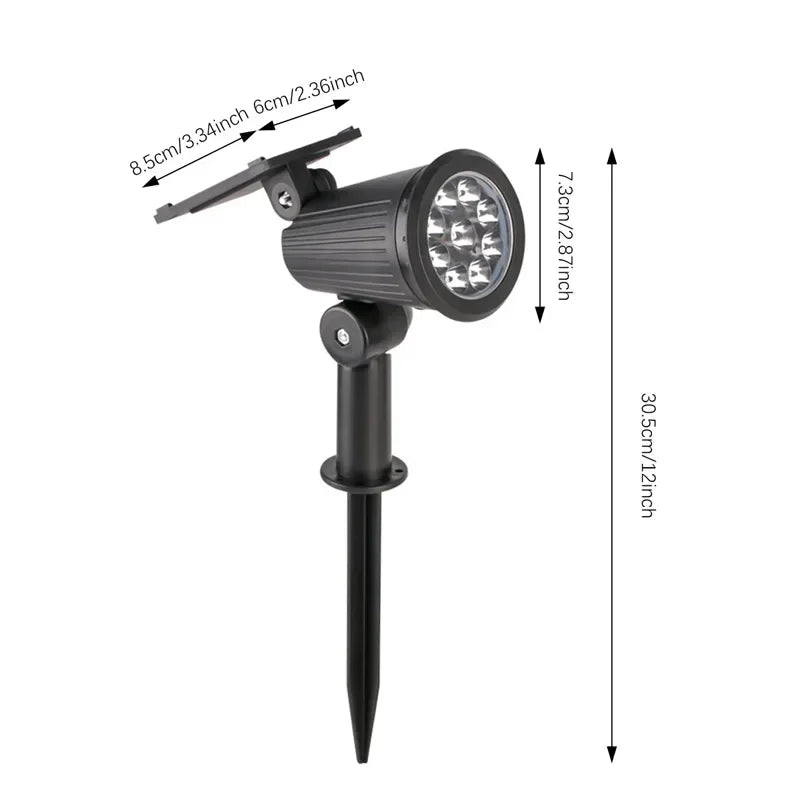 9 Led Solar Spot Lights Outdoor Rgb Solar Landscape Lights Ip65 Waterproof Brightness Adjustable For Garden Yard Palm Trees - GlowMart