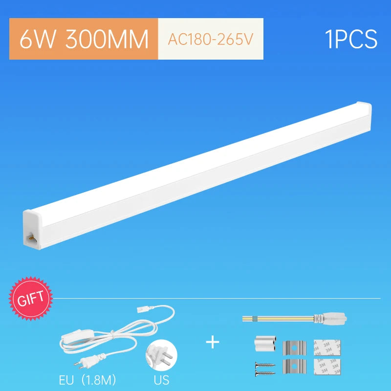 LED Tube Fixture Lamp Lighting Strip Home Highlight 220V LED Lights Bedroom Kitchen Cabinet Led Bulb Tube With Cable Light Tube - GlowMart
