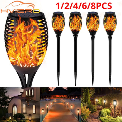 1/2/4/8Pcs Solar Flame Lights 12LED Bulbs Flickering Waterproof Garden Decoration Outdoor Lawn Path Yard Patio night Floor Lamps