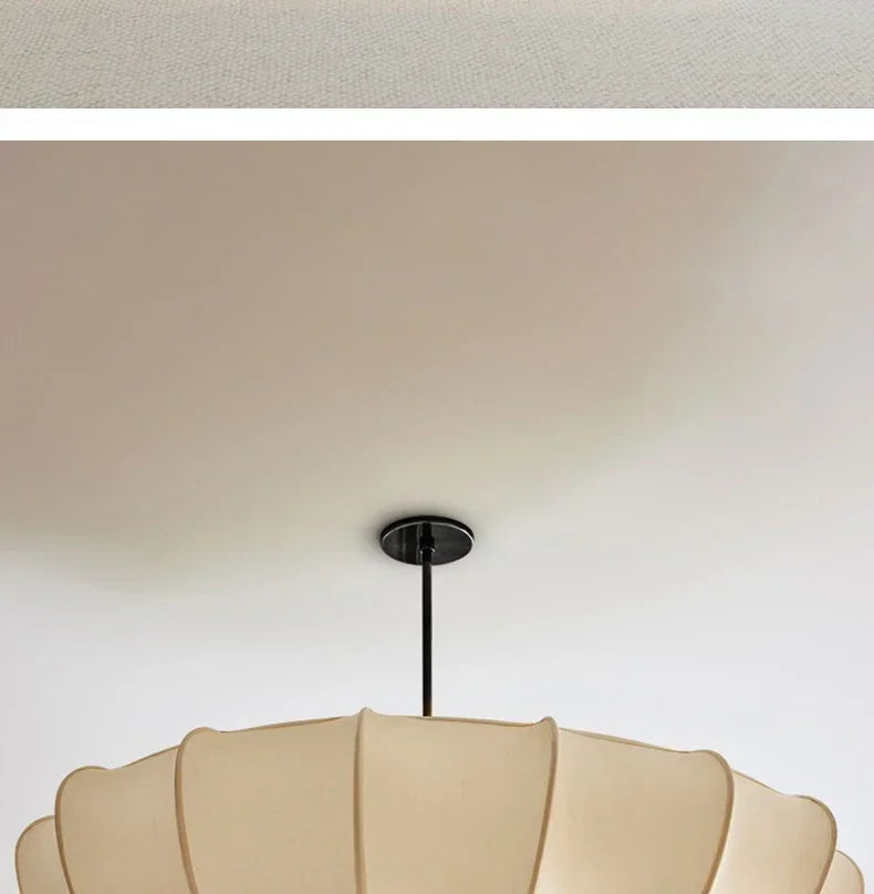 Artistic Fabric Pendant Light French Cream Style Bedroom Pendant Lamp Living Room Dining Room Decorative Lighting Fixtures - GlowMart