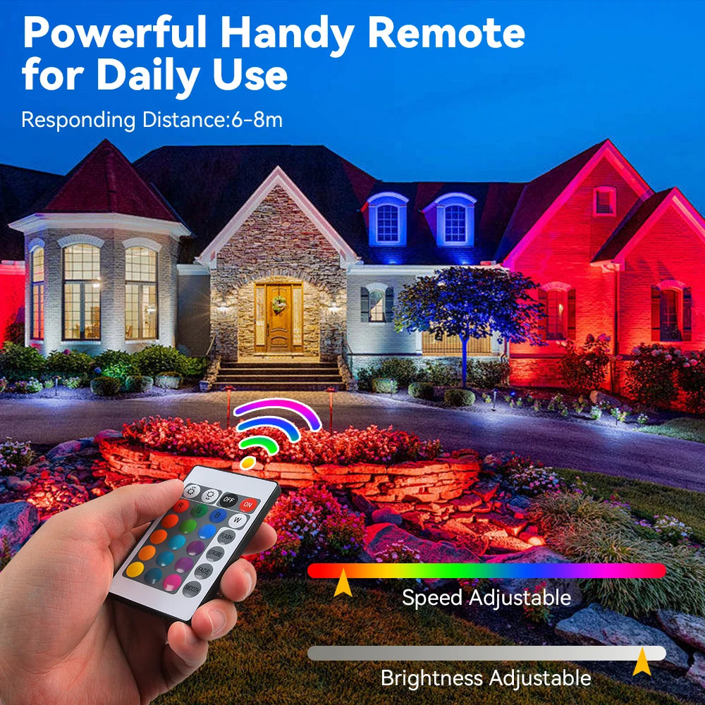 LED Floodlight Outdoor Remote-Controlled RGB Floodlights IP66 Waterproof Wall Spotlight Fountain Landscape Decorative Lights - GlowMart