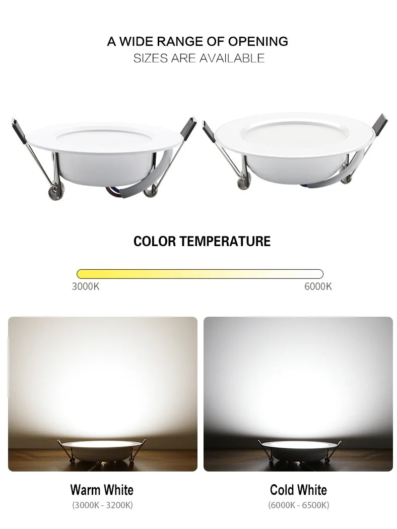 LED Downlight 7W 9W 12W 15W 18W AC 220V Spotlight Recessed Ceiling Lamp Spot Lights For Home Bedroom Kitchen Indoor Lighting LED - GlowMart
